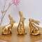 3 Pack Easter Bunny Figurines Decor, Mini Resin Golden Bunnies Spring Sculpture Tabletop Ornament